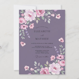 Mauve Pink Petal Wedding Invitation