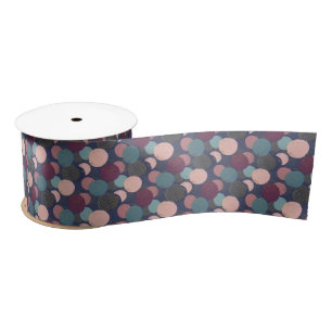 Mauve Pink Teal Sphere – Modern Geometric Satin Ribbon