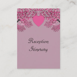 Mauve Pink Velvet Embossed Heart Trees Wedding Enclosure Card
