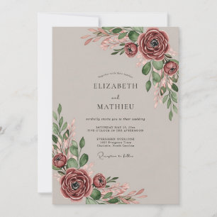 Mauve Poetic Romantic Wedding Invitation