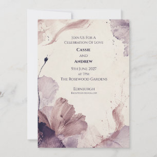 Mauve Poppy Floral Wedding Invitation