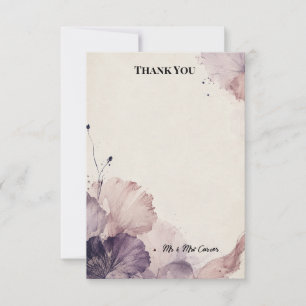 Mauve Poppy Floral Wedding Thank You Card