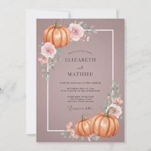 Mauve Pumpkin Autumn Eucalyptus Wedding Invitation