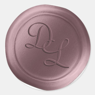 Mauve Purple 2 Letter Monogram Wax Seal Stickers