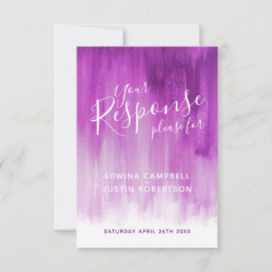 Mauve purple abstract art wedding reply cards