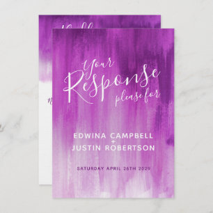 Mauve purple abstract art wedding reply RSVP Invitation