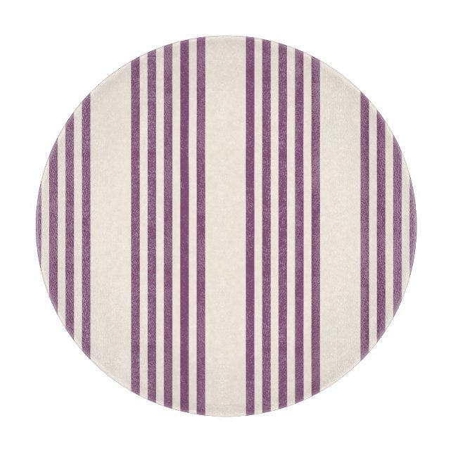 Mauve purple and beige five stripes pattern cutting board (Front)