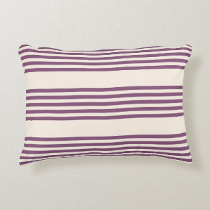 Mauve purple and beige five stripes pattern decorative cushion
