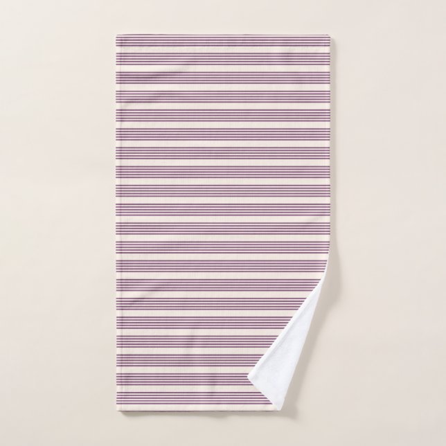 Mauve purple and beige five stripes pattern hand towel (Hand Towel)