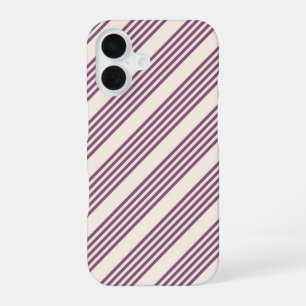 Mauve purple and beige five stripes pattern iPhone 16 case
