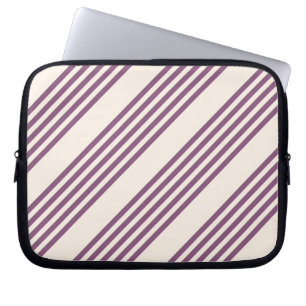 Mauve purple and beige five stripes pattern laptop sleeve