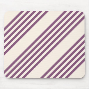 Mauve purple and beige five stripes pattern mouse mat
