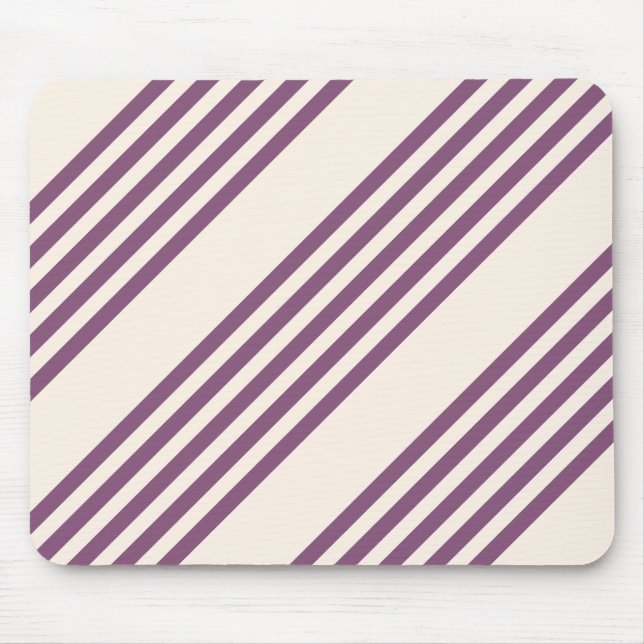 Mauve purple and beige five stripes pattern mouse mat (Front)