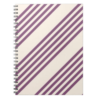 Mauve purple and beige five stripes pattern notebook