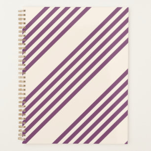 Mauve purple and beige five stripes pattern planner