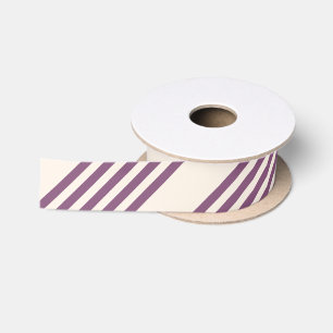 Mauve purple and beige five stripes pattern satin ribbon