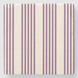 Mauve purple and beige five stripes pattern stone coaster