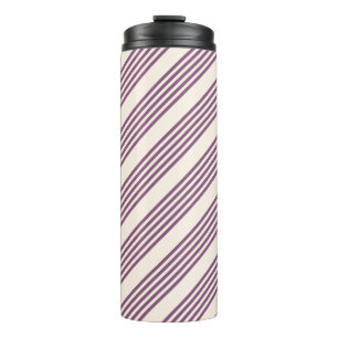Mauve purple and beige five stripes pattern thermal tumbler