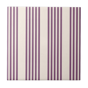 Mauve purple and beige five stripes pattern tile