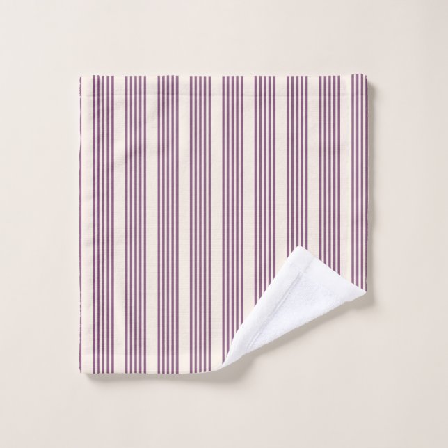 Mauve purple and beige five stripes pattern wash cloth (Wash Cloth)