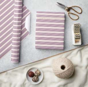 Mauve purple and beige five stripes pattern wrapping paper