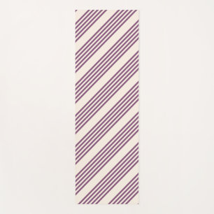 Mauve purple and beige five stripes pattern yoga mat