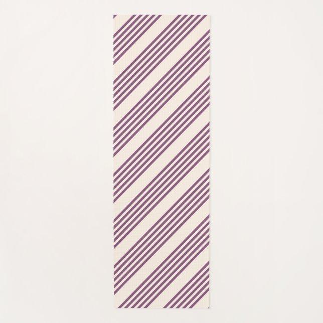 Mauve purple and beige five stripes pattern yoga mat (Front)