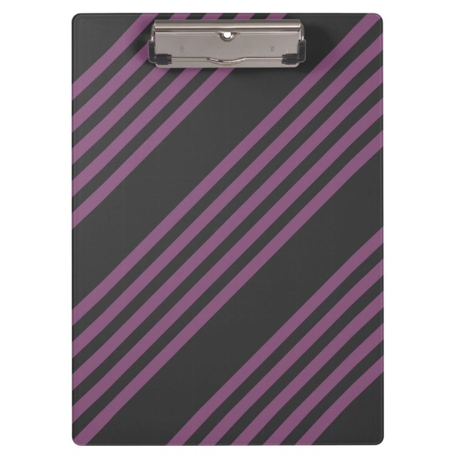 Mauve purple and charcoal five stripes pattern clipboard (Front)
