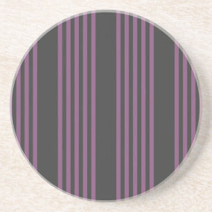 Mauve purple and charcoal five stripes pattern coaster
