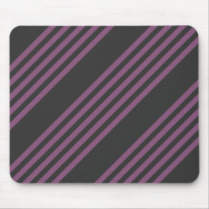 Mauve purple and charcoal five stripes pattern mouse mat