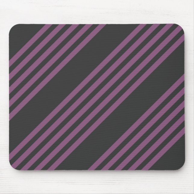 Mauve purple and charcoal five stripes pattern mouse mat (Front)