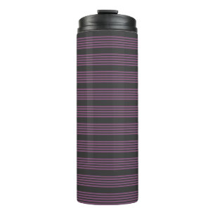 Mauve purple and charcoal five stripes pattern thermal tumbler