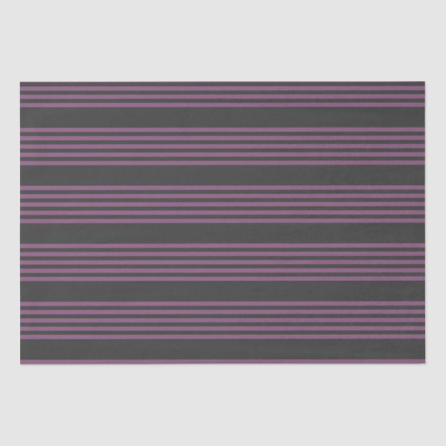 Mauve purple and charcoal five stripes pattern tissue paper (Front)