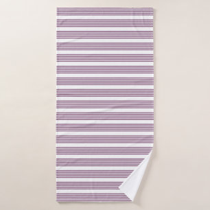 Mauve purple and white five stripes pattern bath towel