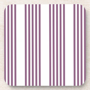 Mauve purple and white five stripes pattern coaster