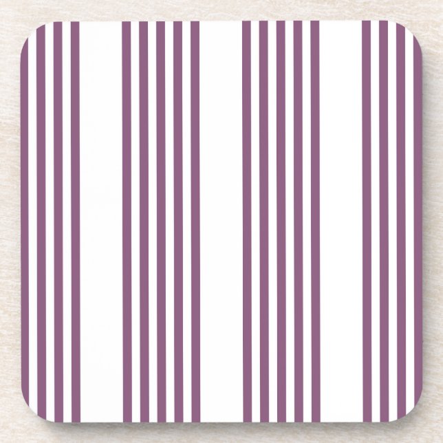 Mauve purple and white five stripes pattern coaster (Front)