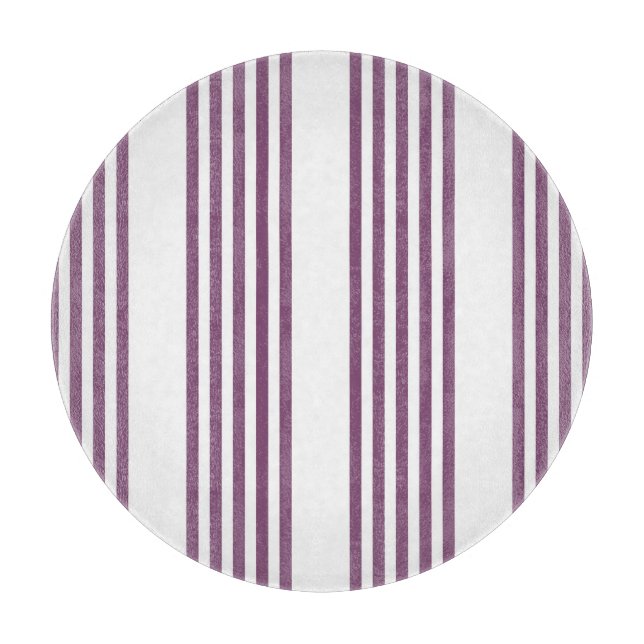 Mauve purple and white five stripes pattern cutting board (Front)