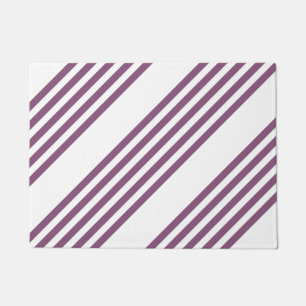 Mauve purple and white five stripes pattern doormat
