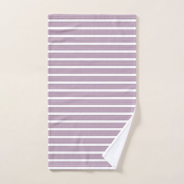 Mauve purple and white five stripes pattern hand towel (Hand Towel)