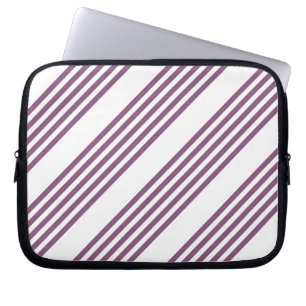 Mauve purple and white five stripes pattern laptop sleeve