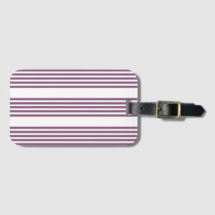 Mauve purple and white five stripes pattern luggage tag