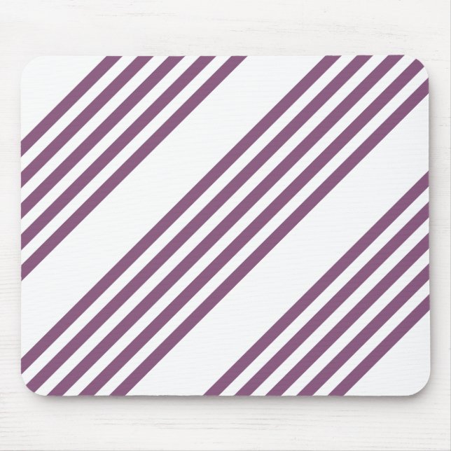 Mauve purple and white five stripes pattern mouse mat (Front)