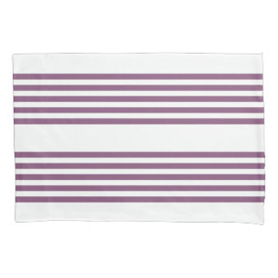 Mauve purple and white five stripes pattern pillowcase