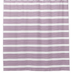 Mauve purple and white five stripes pattern shower curtain