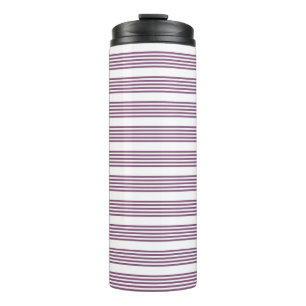 Mauve purple and white five stripes pattern thermal tumbler