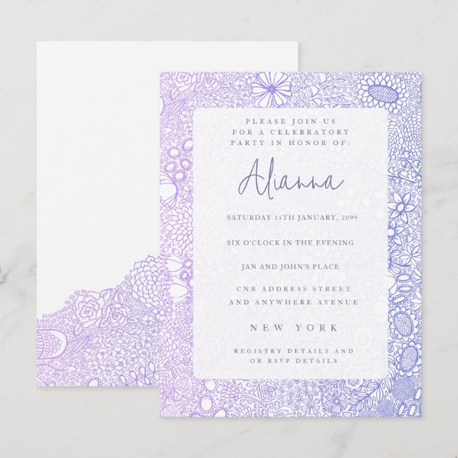 Mauve Purple Any Special Occasion Party Invite Postcard (Front/Back)