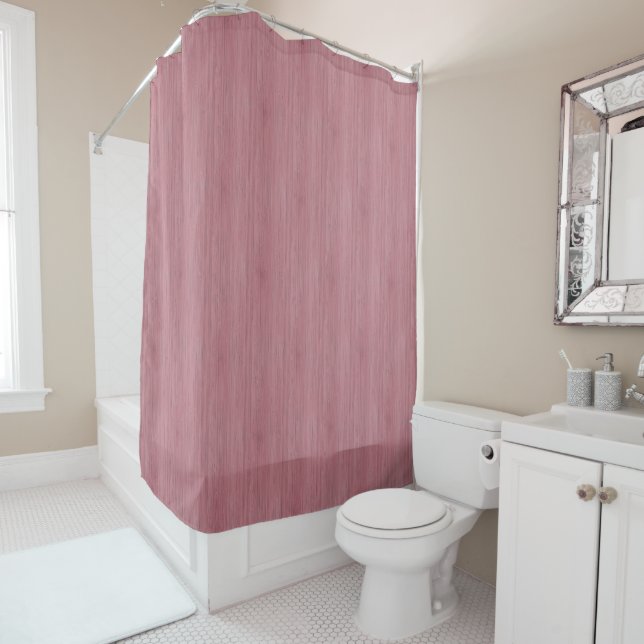 Mauve Purple Bamboo Wood Grain Look Shower Curtain (In Situ)