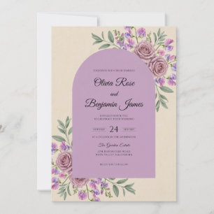 Mauve Purple Bloom Wedding Invitation