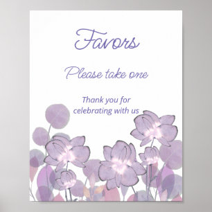 Mauve purple blush floral Favors please take one Poster