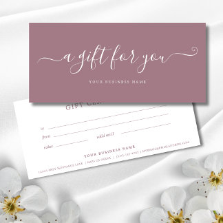 Mauve Purple Business Gift Certificate Elegant